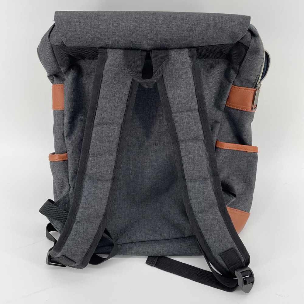Mancio Vintage Laptop Backpack Gray Canvas USB Charging Port School Travel Bag - Picture 3 of 16
